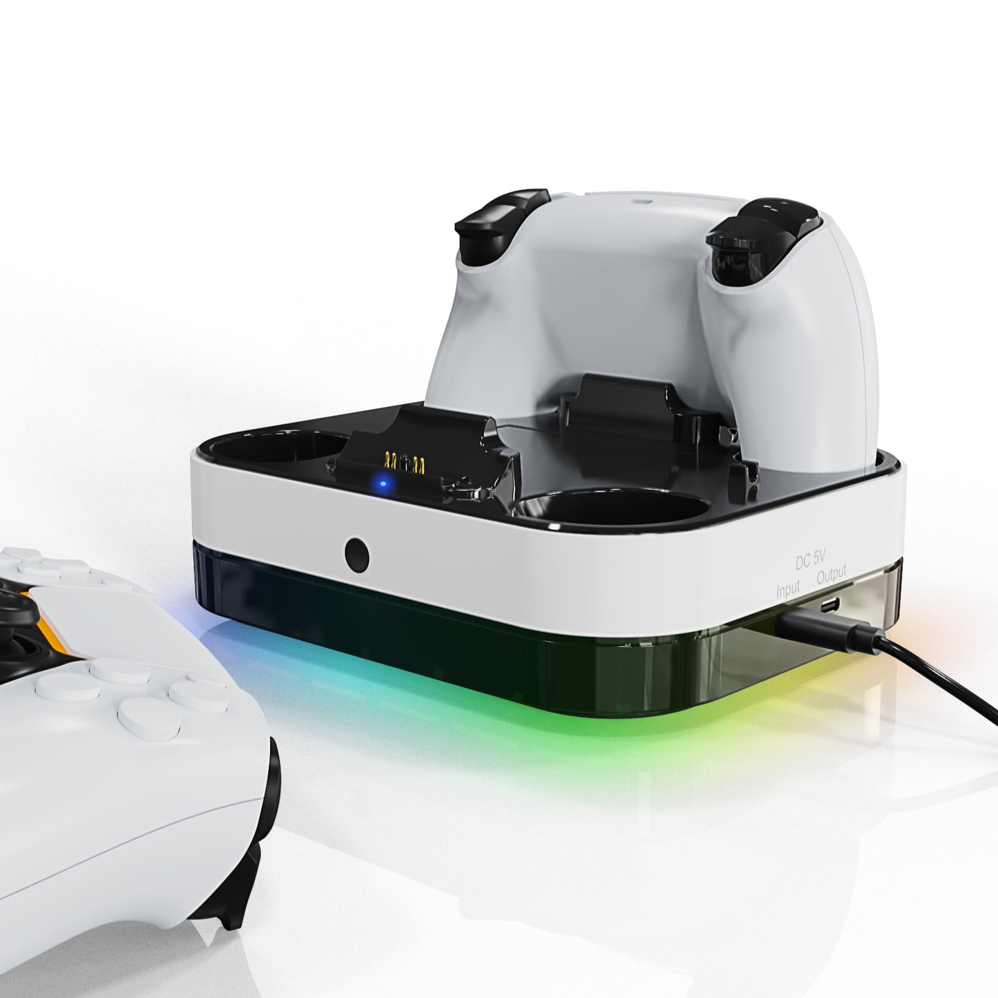 Dual Charging Dock for P5 Slim Controllers with RGB Lighting – Compatible with P5 Console, Blind Insertion, LED Indicator, Type-C Cable Included