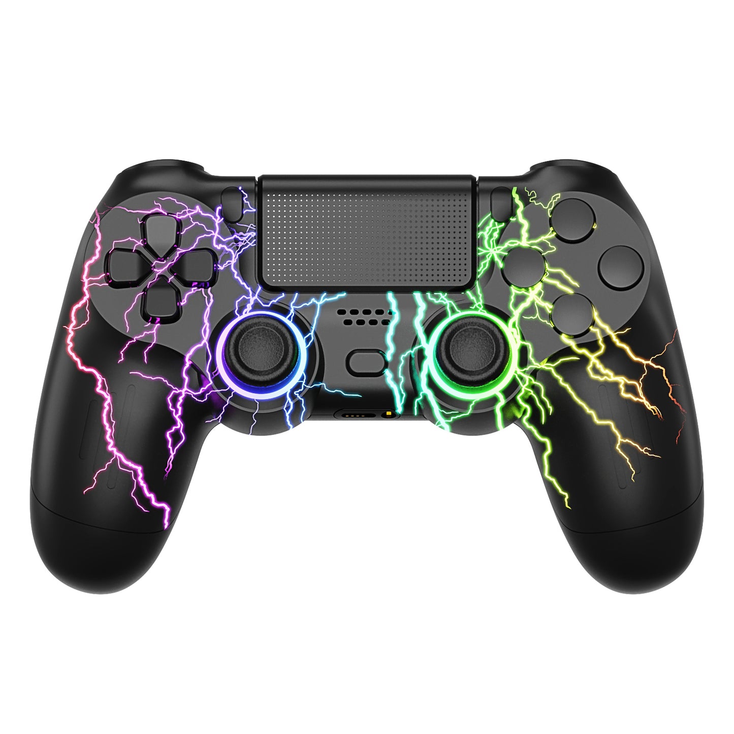 for PS4 Wireless Controller – RGB Light, Touchpad, Vibration, 6-Axis Gyro, Anti-Slip Grip | Black Lightning