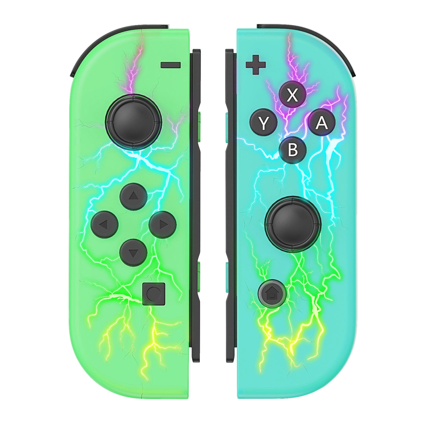 Wireless Left & Right Controller Compatible with Switch – Vibration, Screenshot, 16H Battery Life | Green & Blue Lightning