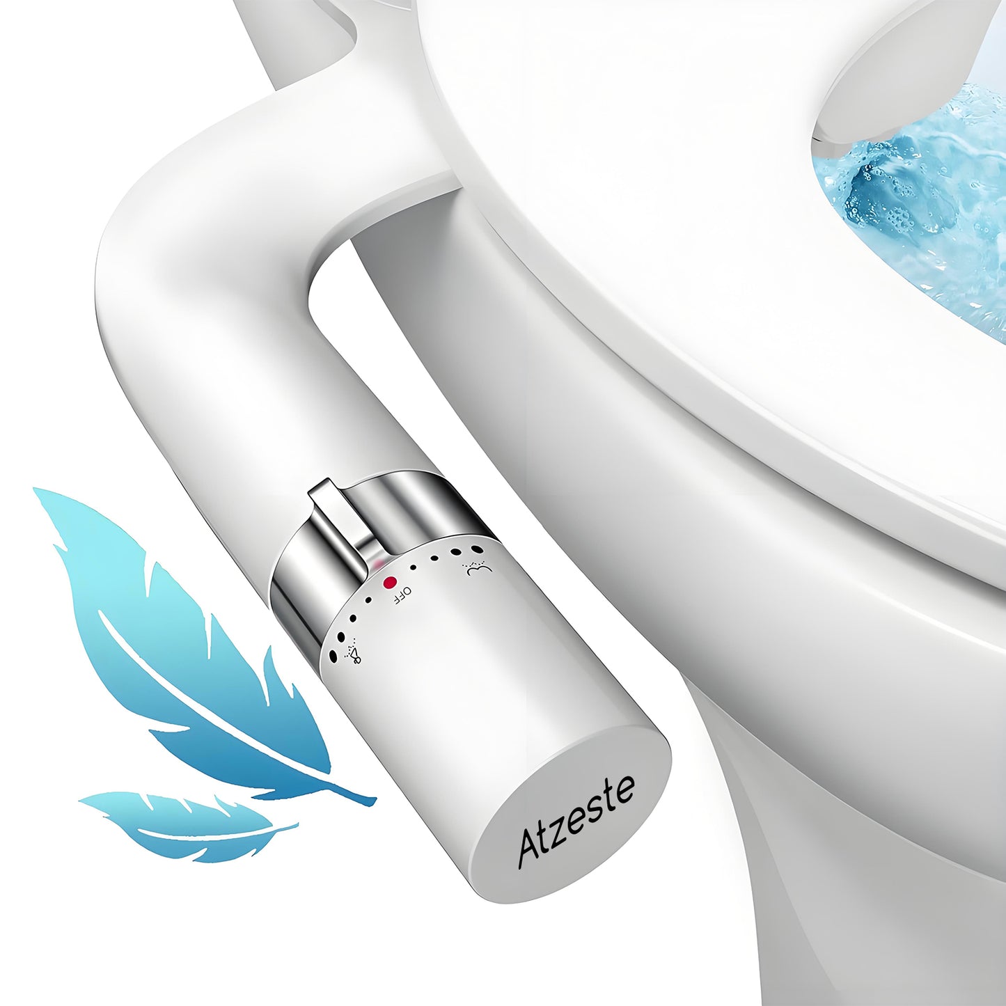Atzeste Ultra-Slim Bidet, Non-Electric Dual Nozzle (Posterior/Feminine Wash) Fresh Water Sprayer, Adjustable Water Pressure, Bidet for Toilet Seat Attachment, Stainless Steel Inlet Badays