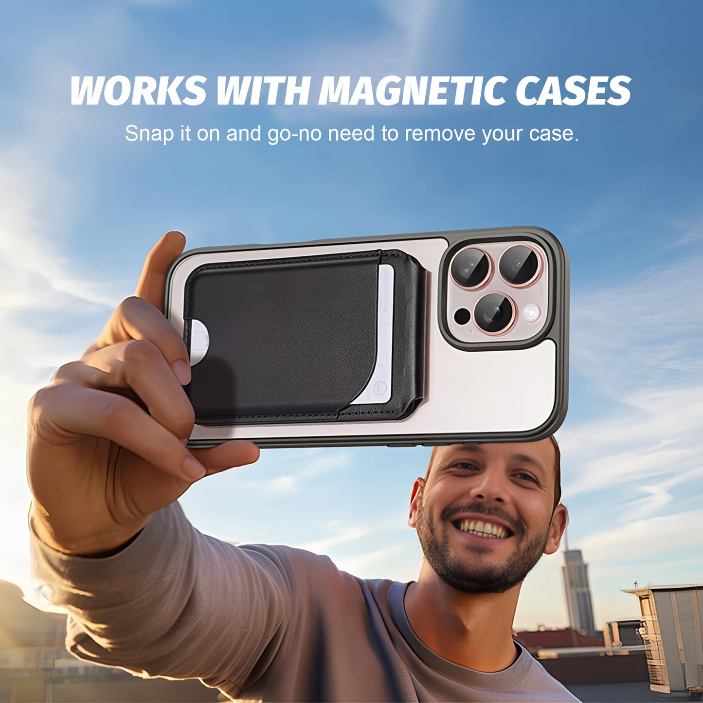 for Magsafe Wallet, 5 Card-Holder, Magnetic Wallet with Adjustable Stand, for iPhone 16/15/14/13/12 Series, Leather, Black