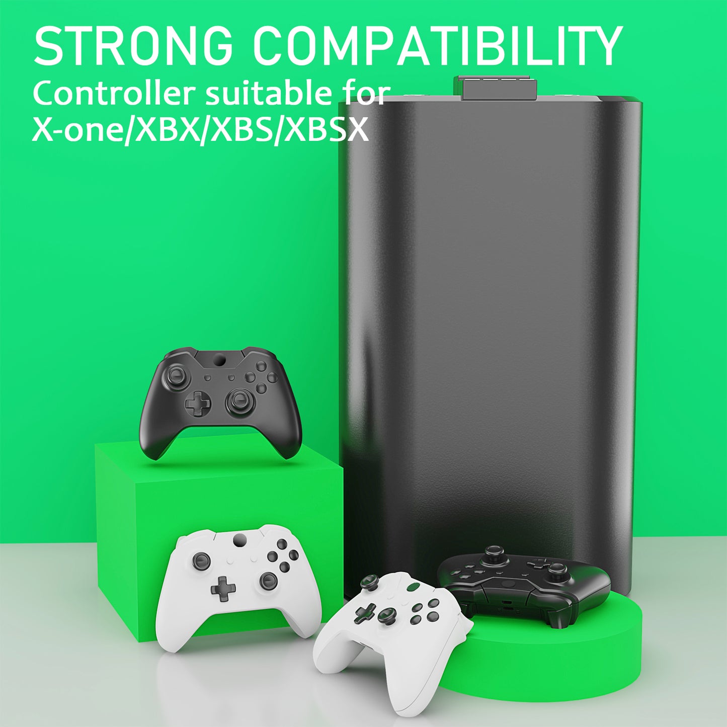 Rechargeable Battery Pack with LED Charging Cable – Compatible with Xbox Series X|S / Xbox One Controllers, 1100mAh Battery, Type-C & Micro USB Support
