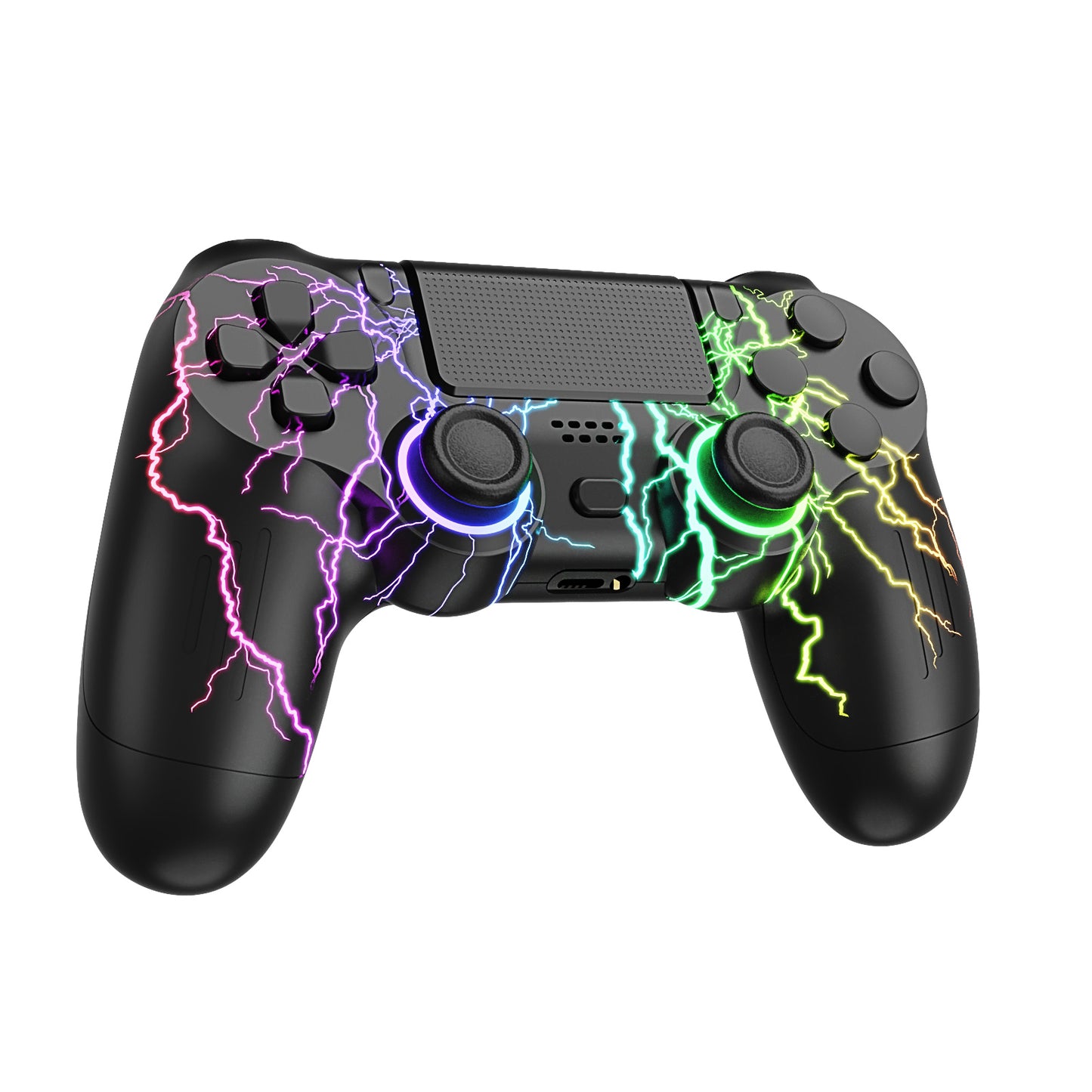 for PS4 Wireless Controller – RGB Light, Touchpad, Vibration, 6-Axis Gyro, Anti-Slip Grip | Black Lightning