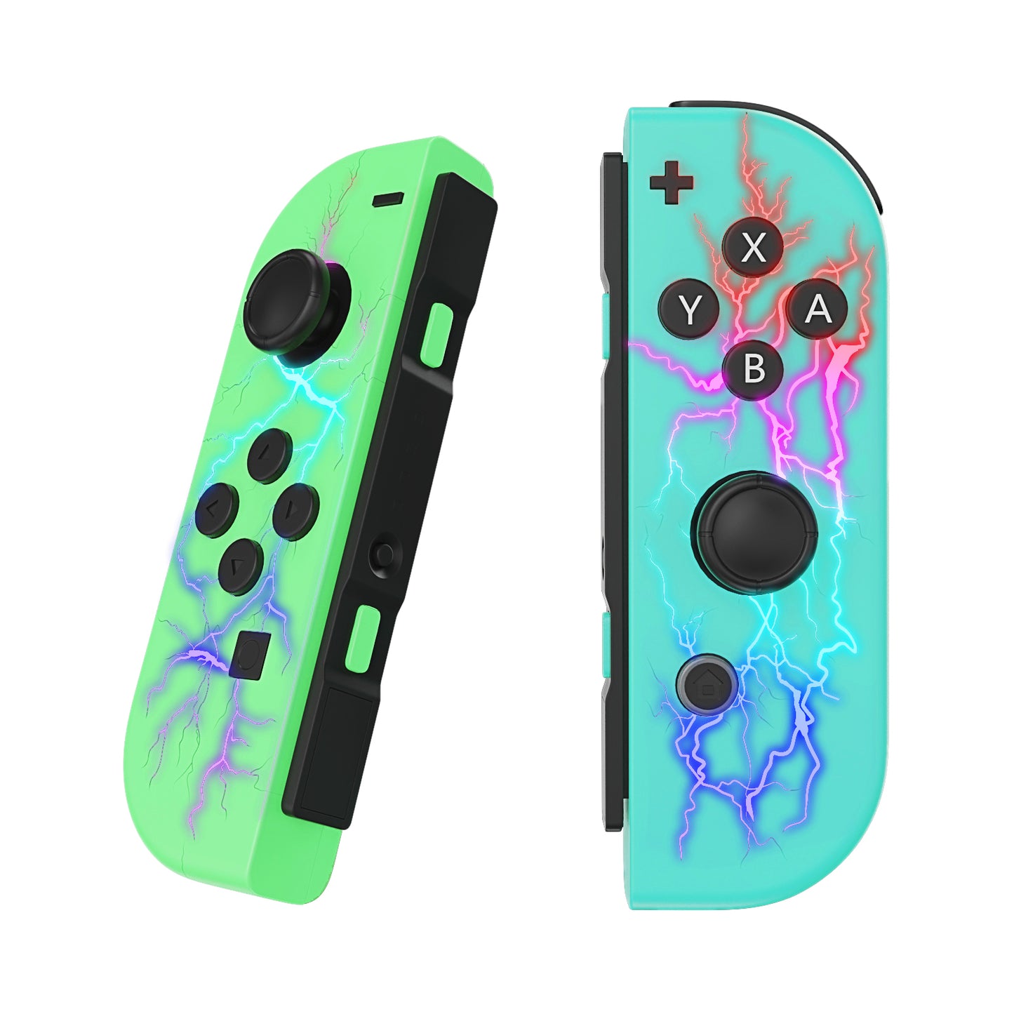 Wireless Left & Right Controller Compatible with Switch – Vibration, Screenshot, 16H Battery Life | Green & Blue Lightning