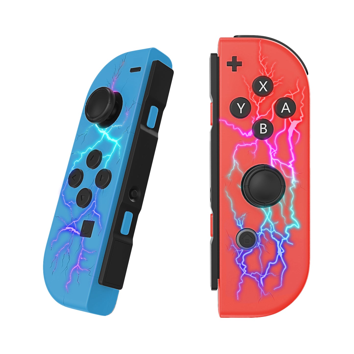 Wireless Left & Right Controller Compatible with Switch – Vibration, Screenshot, 16H Battery Life | Red & Blue Lightning