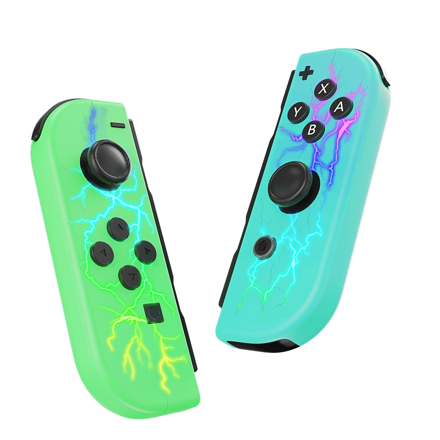 Wireless Left & Right Controller Compatible with Switch – Vibration, Screenshot, 16H Battery Life | Green & Blue Lightning