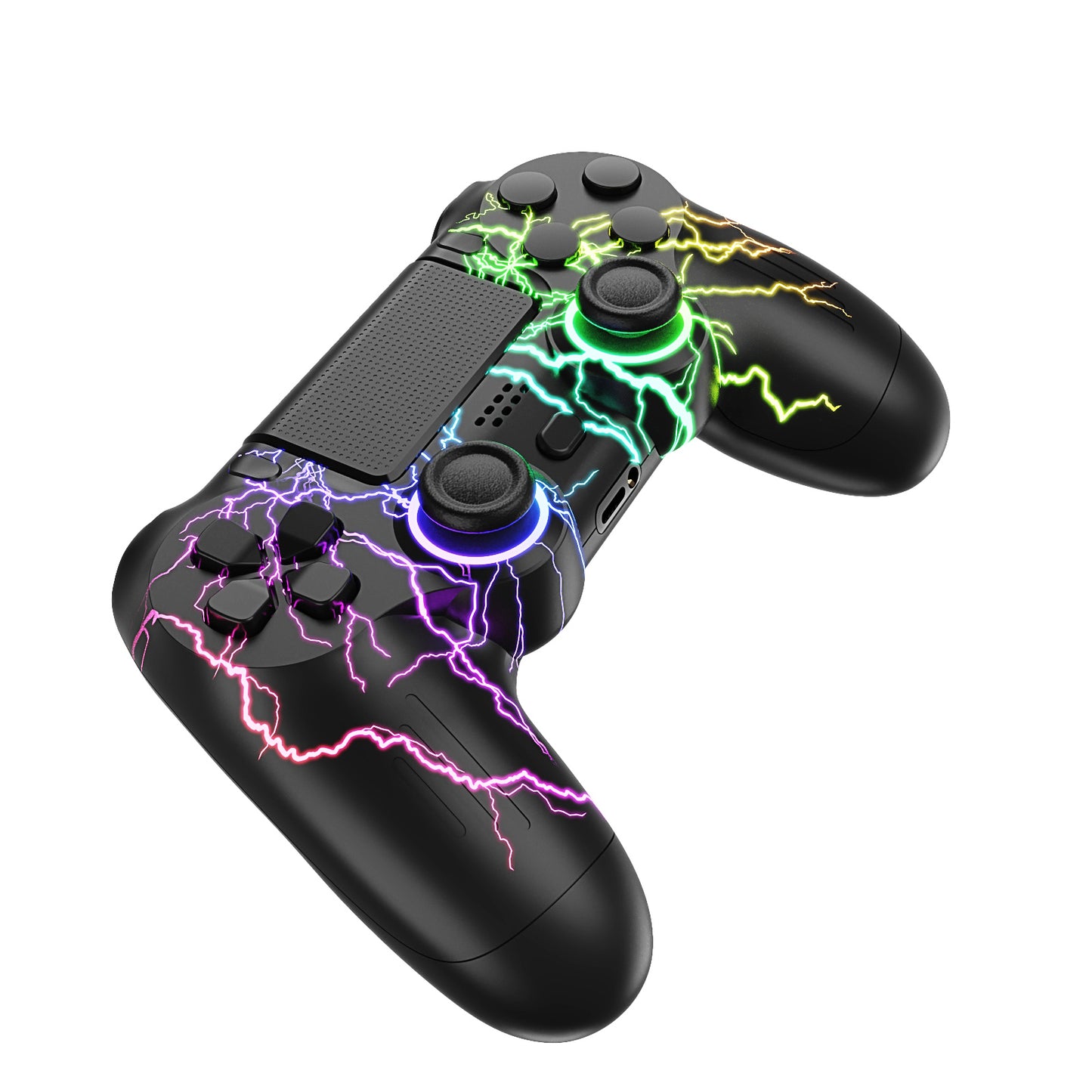 for PS4 Wireless Controller – RGB Light, Touchpad, Vibration, 6-Axis Gyro, Anti-Slip Grip | Black Lightning