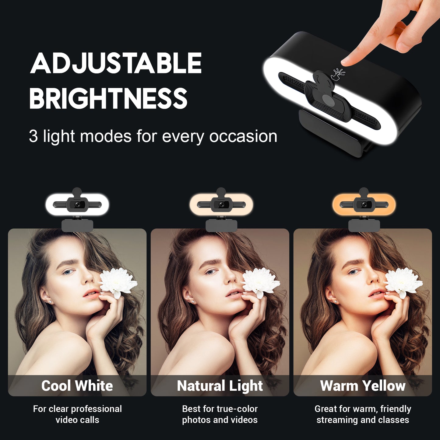 Atzeste Webcam with Ring Light 4K HD USB Autofocus PC Webcam with Mics for Xbox Ps5 Laptop Computer Gaming Webcam