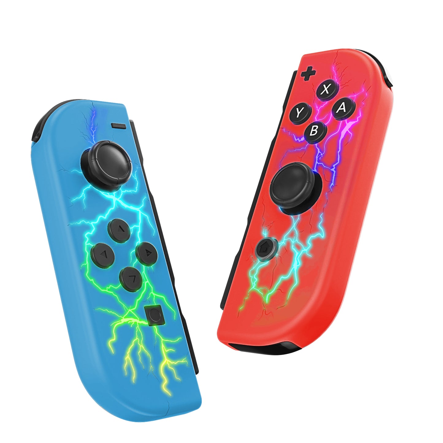 Wireless Left & Right Controller Compatible with Switch – Vibration, Screenshot, 16H Battery Life | Red & Blue Lightning