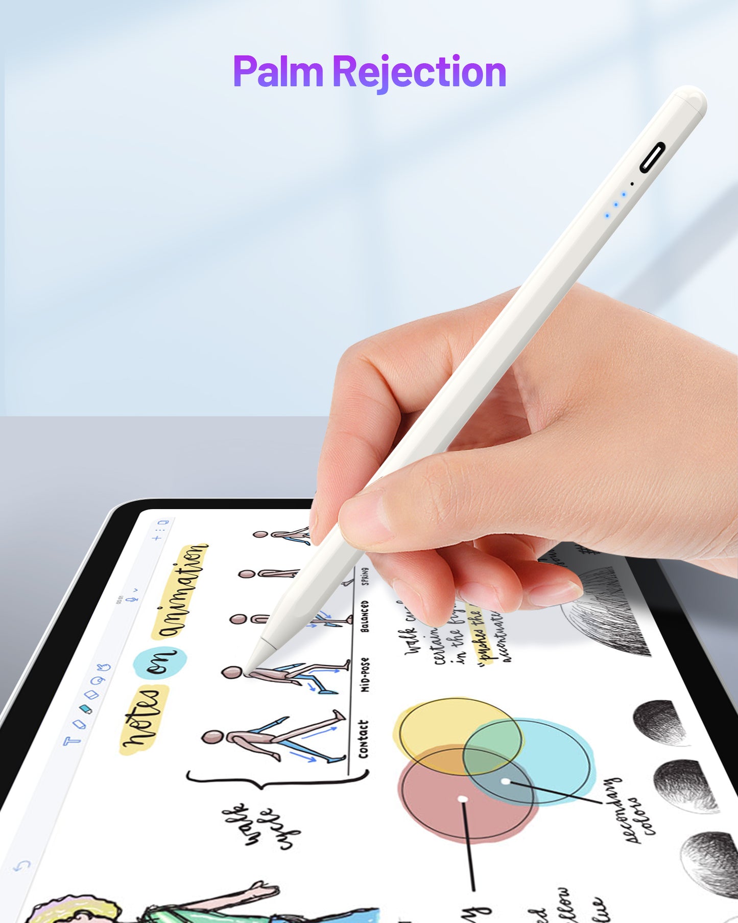 Atzeste Stylus Pen for iPad 2018-2024, Fast Charge iPad Pencil for iPad Air 3/4/5/M2, iPad Pro 11"/12.9"/M4, iPad Mini 5/6, iPad 6/7/8/9/10 with Palm Rejection, Tilt Sensitivity