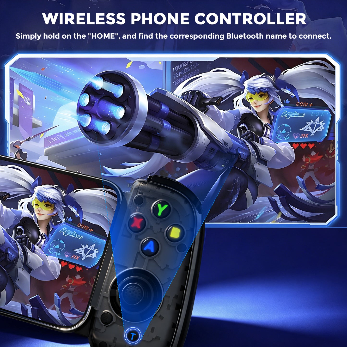 Atzeste Wireless Mobile Gaming Controller for iPhone 17/16/15 & Android/Switch/PC, Phone Game Controller with Hall Joysticks, Turbo, Support Game Pass/Steam Link/Cloud Gaming(USB-C)