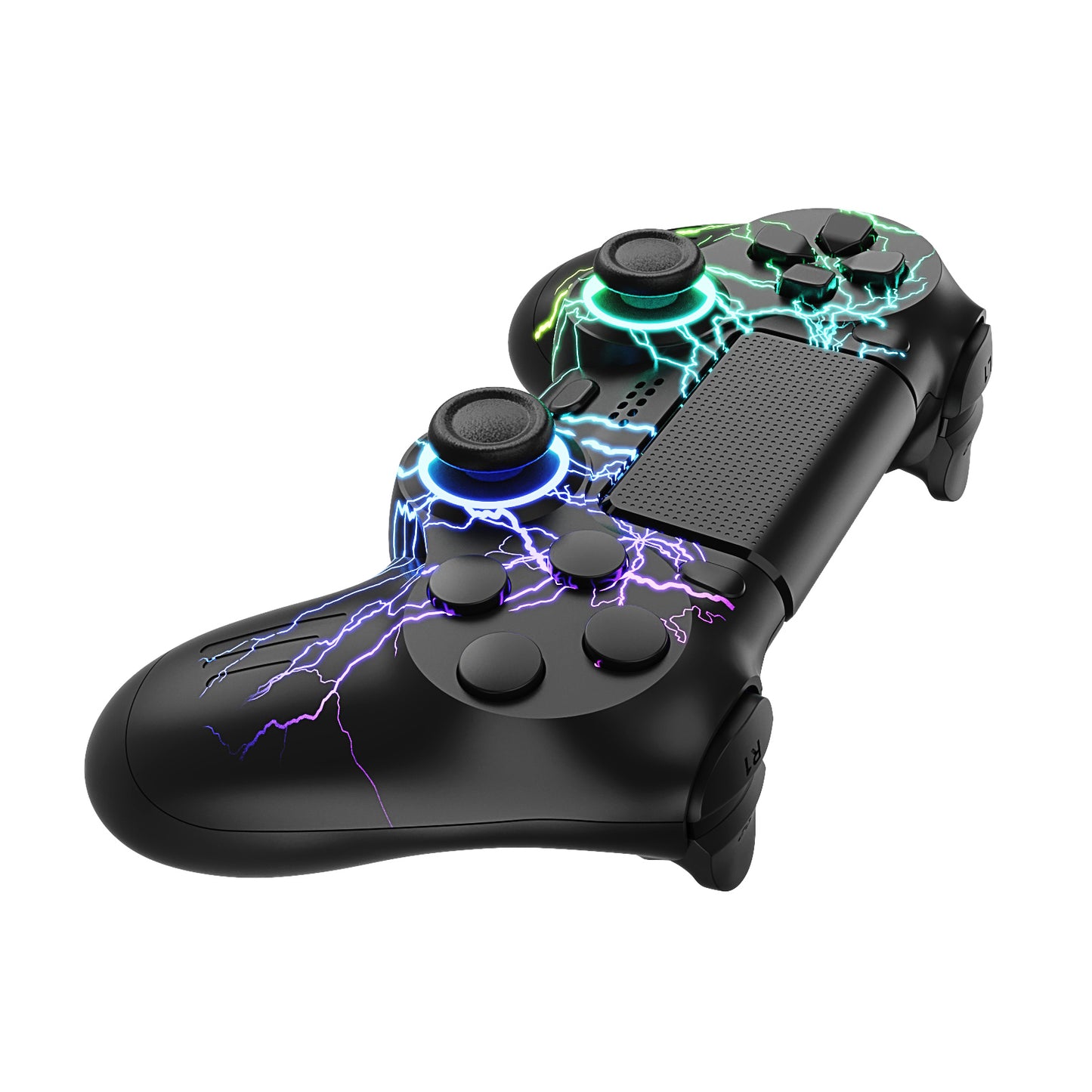 for PS4 Wireless Controller – RGB Light, Touchpad, Vibration, 6-Axis Gyro, Anti-Slip Grip | Black Lightning