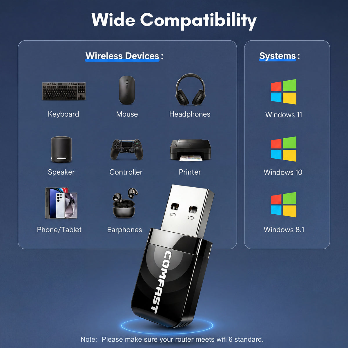 Atzeste AC1300 USB WiFi Adapter, 2.4G/5G Dual Band Wireless Network Adapter for PC Desktop, MU-MIMO WiFi Dongle, USB 3.0, Supports Windows 11, 10, 8.1, 8, 7, XP/Mac OS X 10.9-10.15