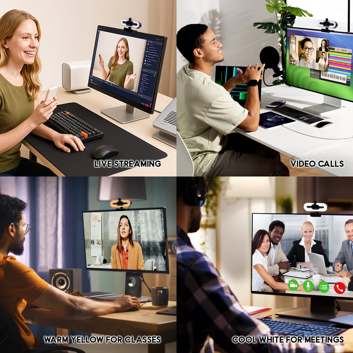 Atzeste Webcam with Ring Light 4K HD USB Autofocus PC Webcam with Mics for Xbox Ps5 Laptop Computer Gaming Webcam