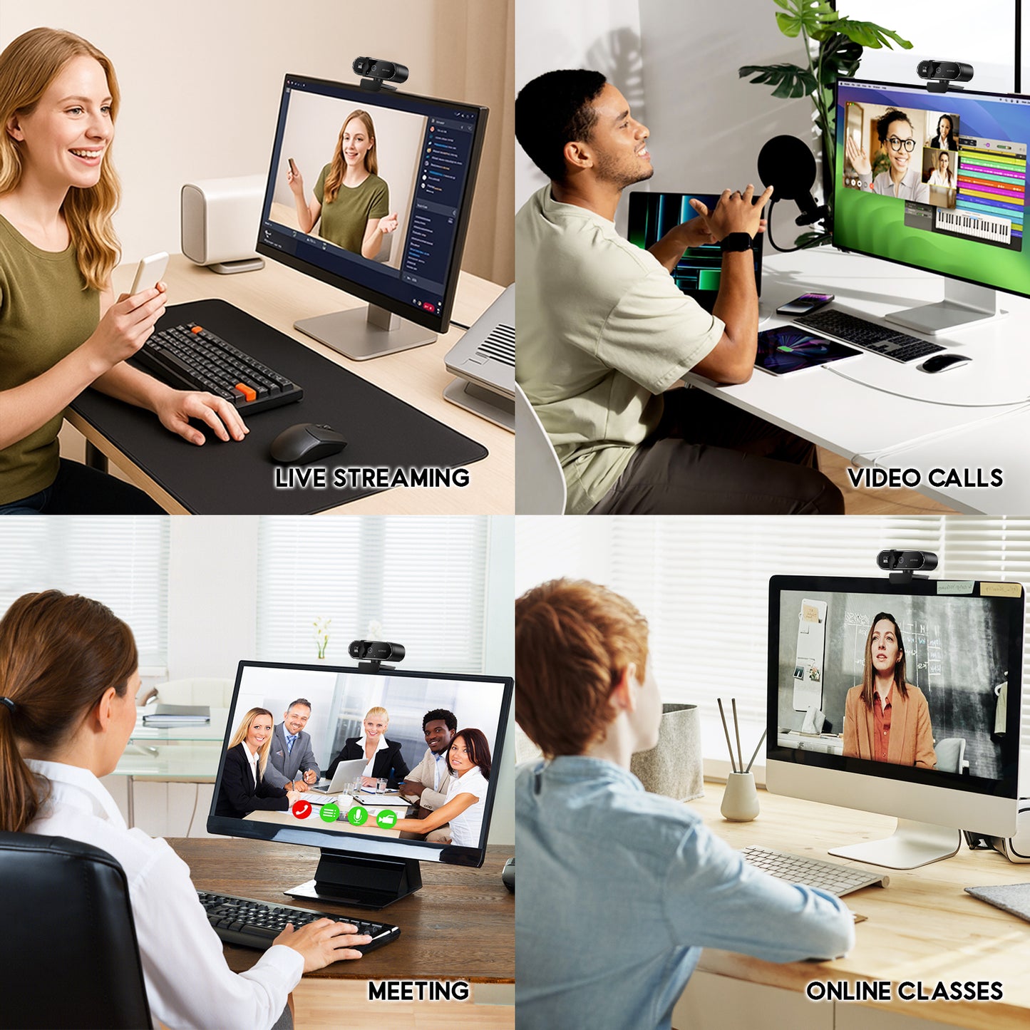 Atzeste Webcam 4K HD USB Autofocus PC Webcam with Mics for Xbox Ps5 Laptop Computer Gaming Webcam