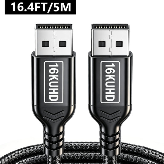 Atzeste 16.4FT DisplayPort 2.1 Cable, 16K@60Hz Ultra High Speed DP Cable, 80Gbps, 8K@60Hz 4K@240Hz Support, HDR DSC G-Sync FreeSync Compatible with PC, Gaming Monitor, RTX Graphics Cards