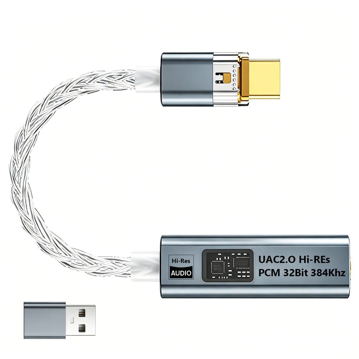 Atzeste USB C to 3.5mm Headphones Adapter, Dual Chip CX31993 MAX97220 DAC Dongle with HiFi Amplifier, 8-Strand 4N Single Crystal Copper Silver-Plated Cable, USBC to aux for All USBC Devices