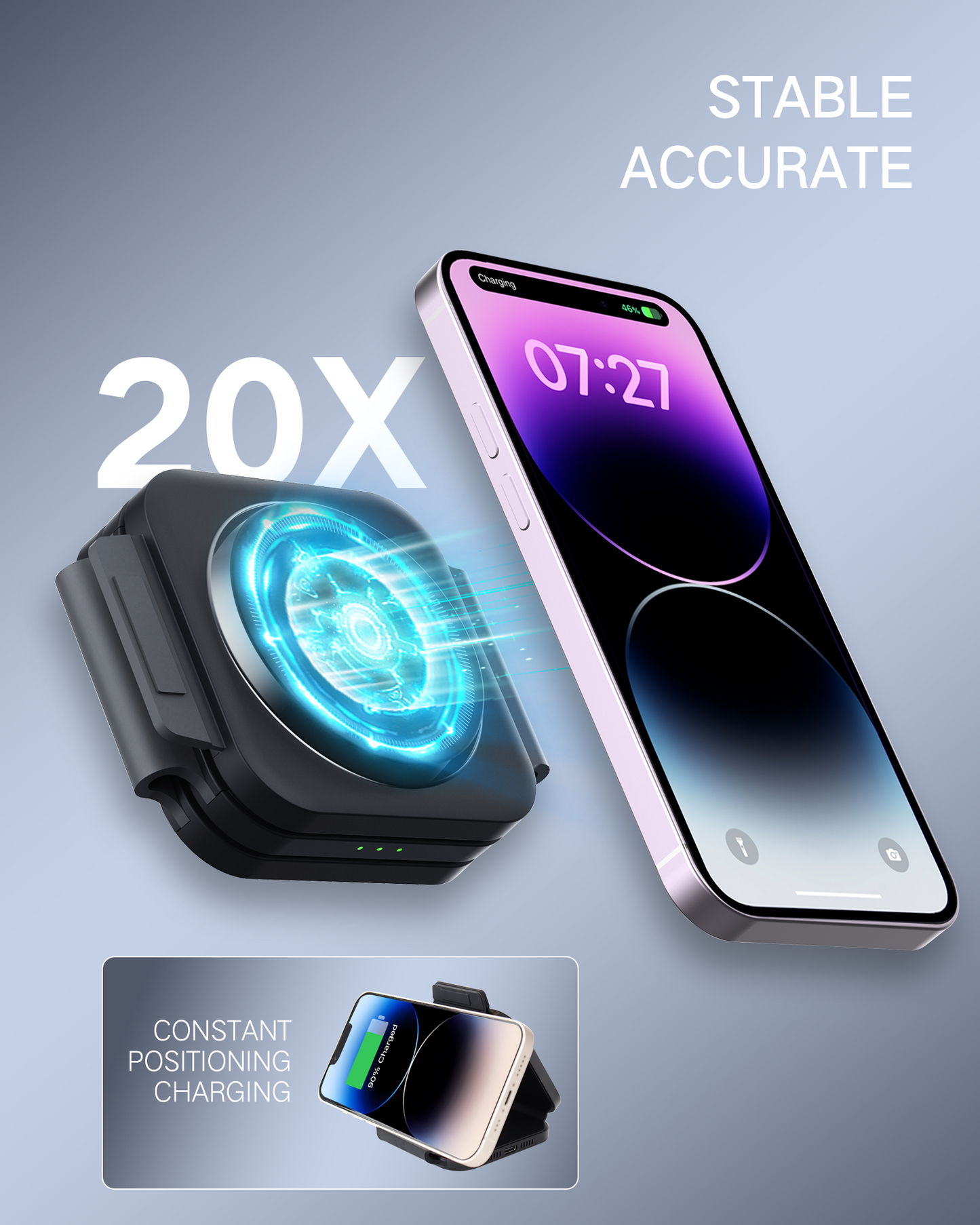 15W Magnetic Wireless Charger, Foldable MagSafe Charging Stand for iPhone, Portable Magnetic Phone Holder & Fast Charging Pad, Compatible with iPhone Models, Black