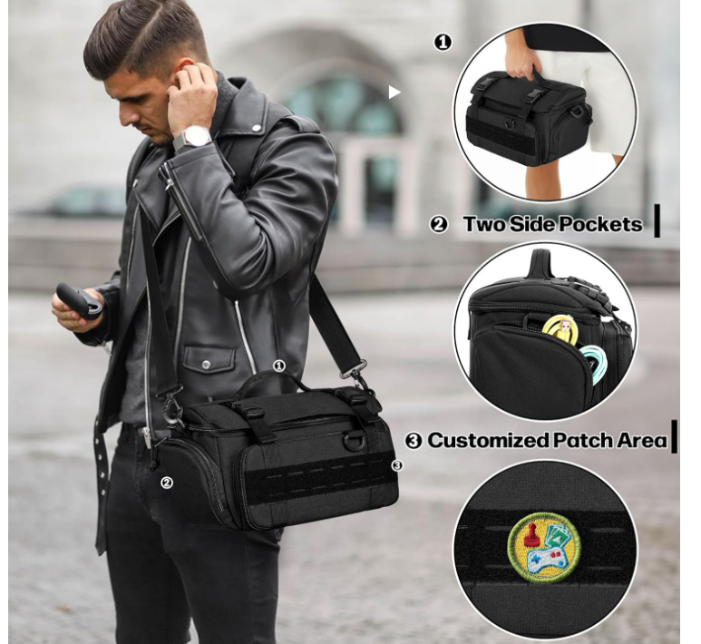 Travel Carrying Case for Steam Deck (OLED) / Legion Go / Go S / Switch 2, Tactical Shoulder Bag with Pockets for Dock, AC Adapter, Controllers, Game Accessories Storage
