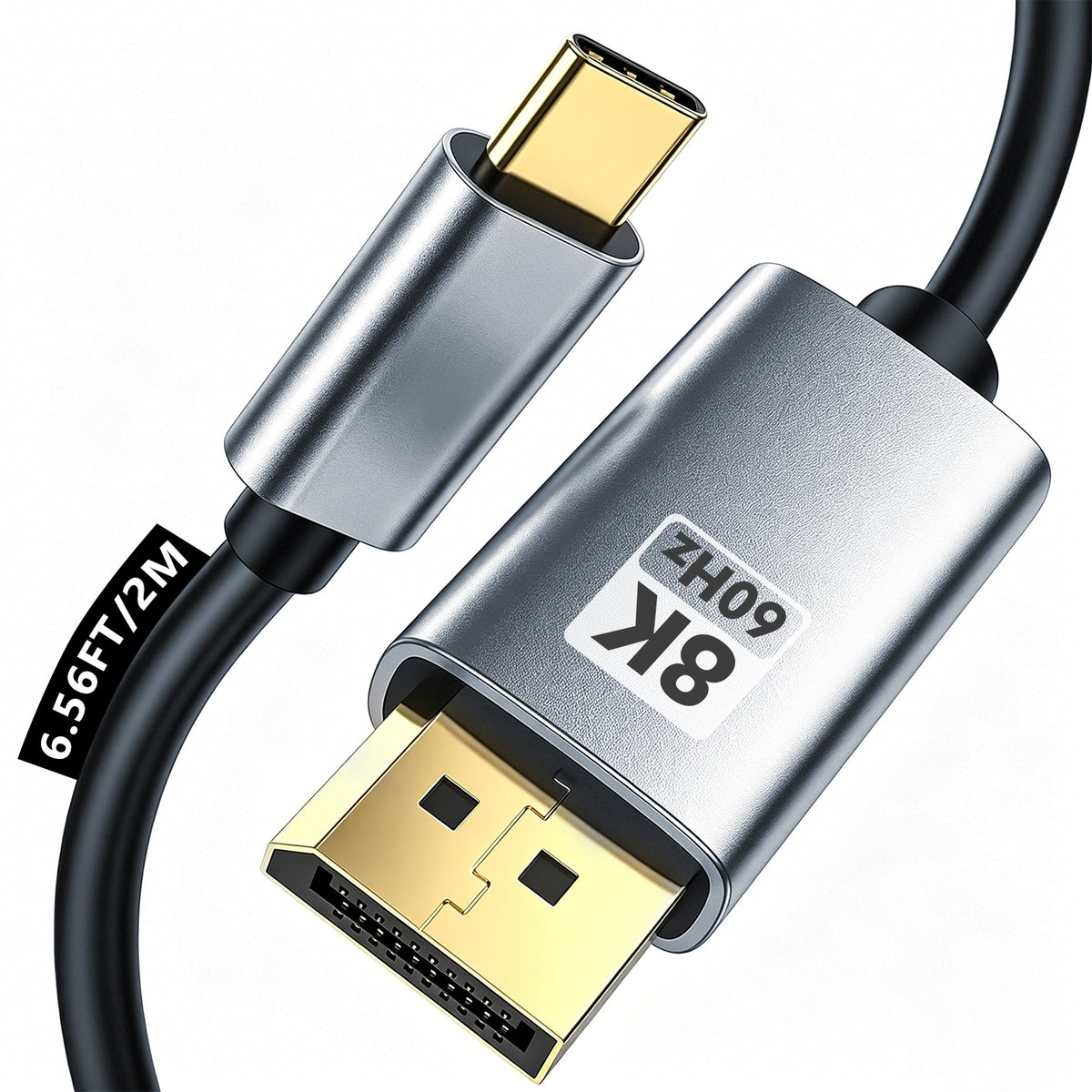 Atzeste 6.56FT USB C to DisplayPort 2.1 Cable, 8K@60Hz UHD Video Output, Thunderbolt 4/3 Compatible Type C to DP Cable for MacBook Pro/Air, iPhone 17/16/15 Series, iPad Pro, Surface, XPS