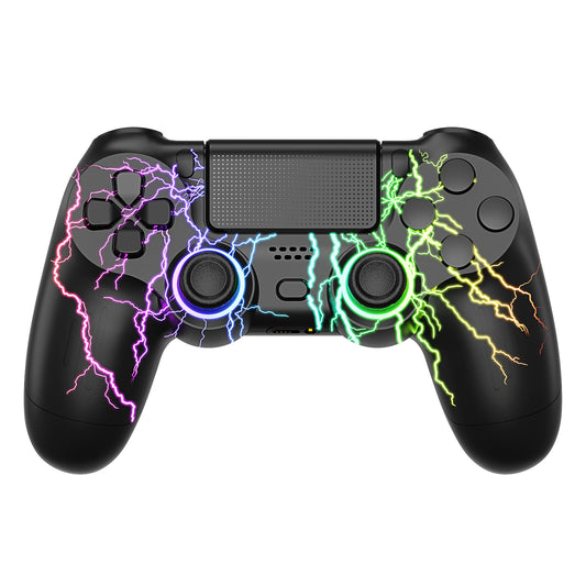 for PS4 Wireless Controller – RGB Light, Touchpad, Vibration, 6-Axis Gyro, Anti-Slip Grip | Black Lightning