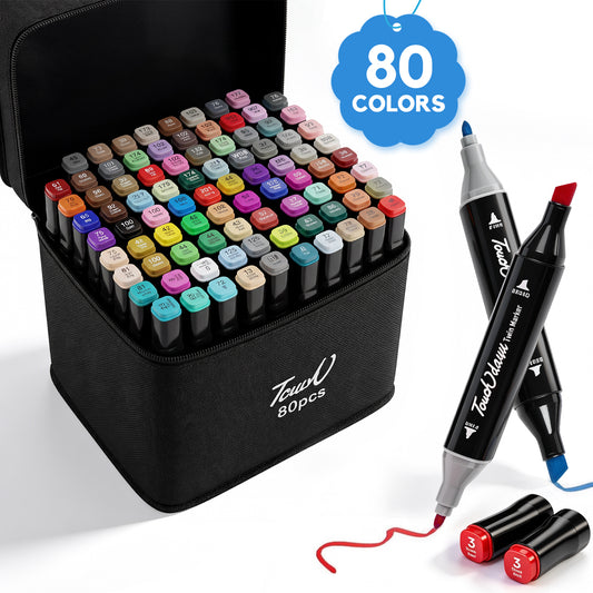 Atzeste 80 Colors Dual Tip Oil Based Paint Markers, Paint Pens(3mm & 6mm), Waterproof Ink Markers for Rock, Wood, Glass, Metal, Canvas, Fabric, DIY Art with Storage Bag