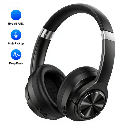 Atzeste Wireless Over-Ear Headphones, Bluetooth 5.4 with ANC & 6-Mic ENC, 80H Playtime, HiFi Stereo, EQ Modes (Pop/Vocal/Bass), Foldable Headset for Music/Gaming/Work/Travel