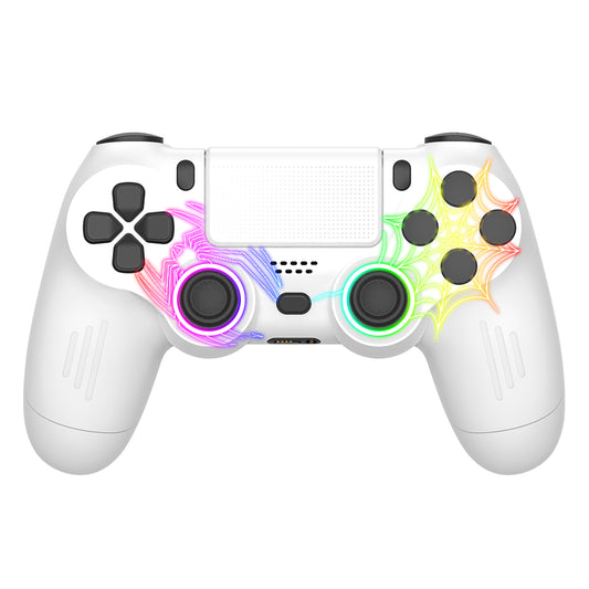 for PS4 Wireless Controller – RGB Light, Touchpad, Vibration, 6-Axis Gyro, Anti-Slip Grip, White Spider