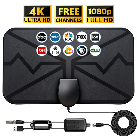 TV Antenna Indoor for Smart TV, Supports 4K 1080p HD TV Antennas for Free Channels, with Amplifier Signal Booster, Long Range Reception for Local Channels