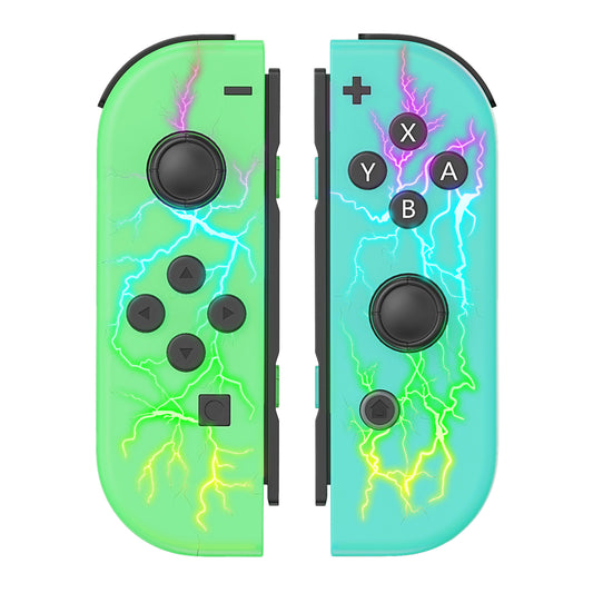 Wireless Left & Right Controller Compatible with Switch – Vibration, Screenshot, 16H Battery Life | Green & Blue Lightning