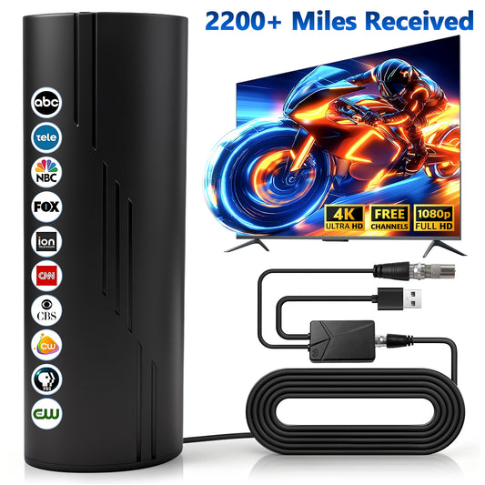 2025 Upgraded TV Antenna for Smart TV, Digital Indoor/Outdoor HD TV Antennas for Free Channels, 2200+ Miles Long Reception Range, Amplified Signal Booster, Support 4K 1080p