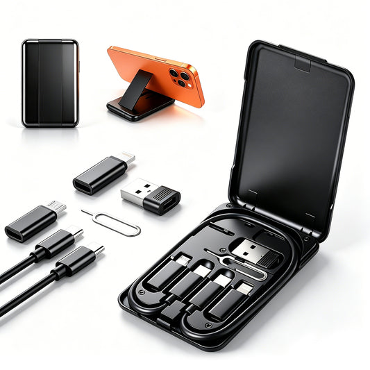 Atzeste Cable Organizer Case, Portable Data Cable Storage Box with Multi Charging Adapters, Travel Tech Organizer for USB-C, USB Cables & Accessories