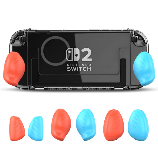 6 Grips Protective Case Set Compatible with Nintendo Switch 2 (2025) 7.9 Inch, Dockable Transparent Slim Cover Accessories for Console & Joy-Con, Shockproof Anti-Scratch Full Protection Kit
