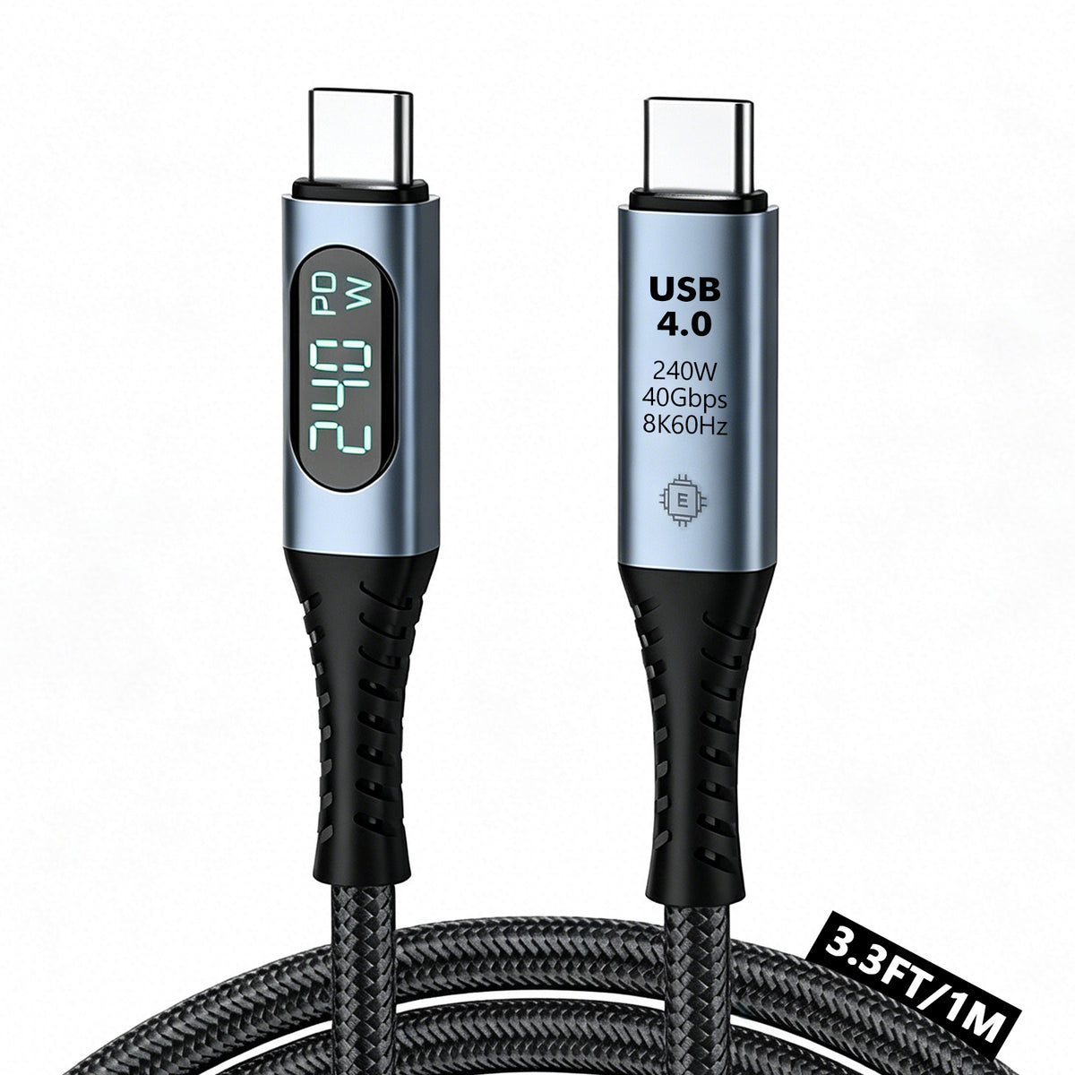 Atzeste 240W 3.3FT USB4.0 USB C to USB C Fast Charging Cable, PD 3.1, 40Gbps High Speed Data Transfer, 8K@60Hz Display, LED Power Monitor for MacBook Pro, iPad Pro, Steam Deck, Thunderbolt 4