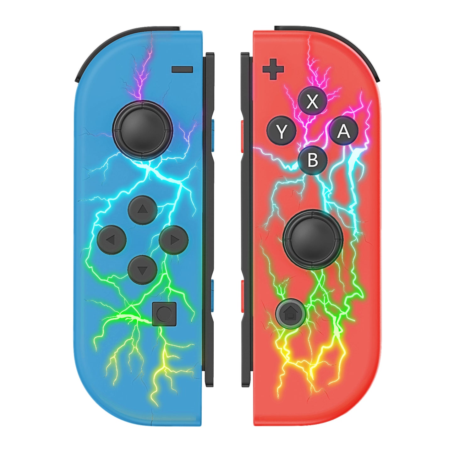 Wireless Left & Right Controller Compatible with Switch – Vibration, Screenshot, 16H Battery Life | Red & Blue Lightning