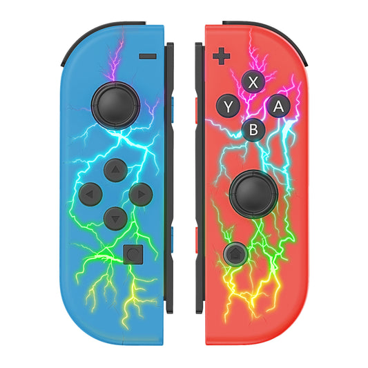 Wireless Left & Right Controller Compatible with Switch – Vibration, Screenshot, 16H Battery Life | Red & Blue Lightning