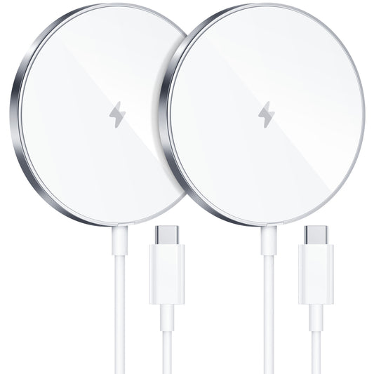 Magnetic Wireless Charger 2 Pack, 15W Fast MagSafe Charging Pad Compatible with for iPhone 17/16/15/14/13/12 Series & AirPods, Magnetic Wireless Charging Pads with LED Indicator, Black