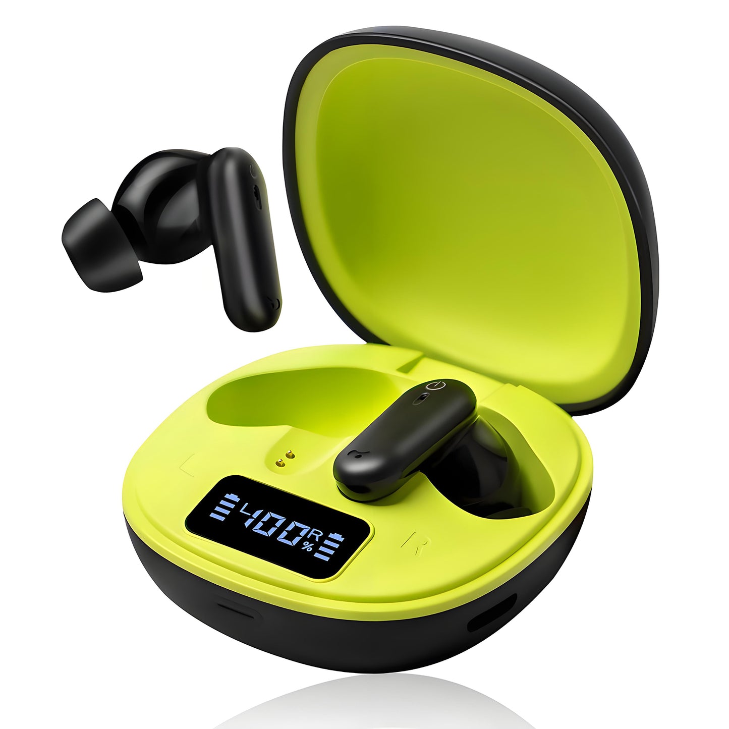 Wireless Earbuds Bluetooth 5.4, 60H Playtime Stereo Deep Bass with Power Display Charging Case, ANC Noise Cancelling, 4 Mics ENC Clear Calls, IPX4 Waterproof, Touch Control, In-Ear Headphones for Workout/Running
