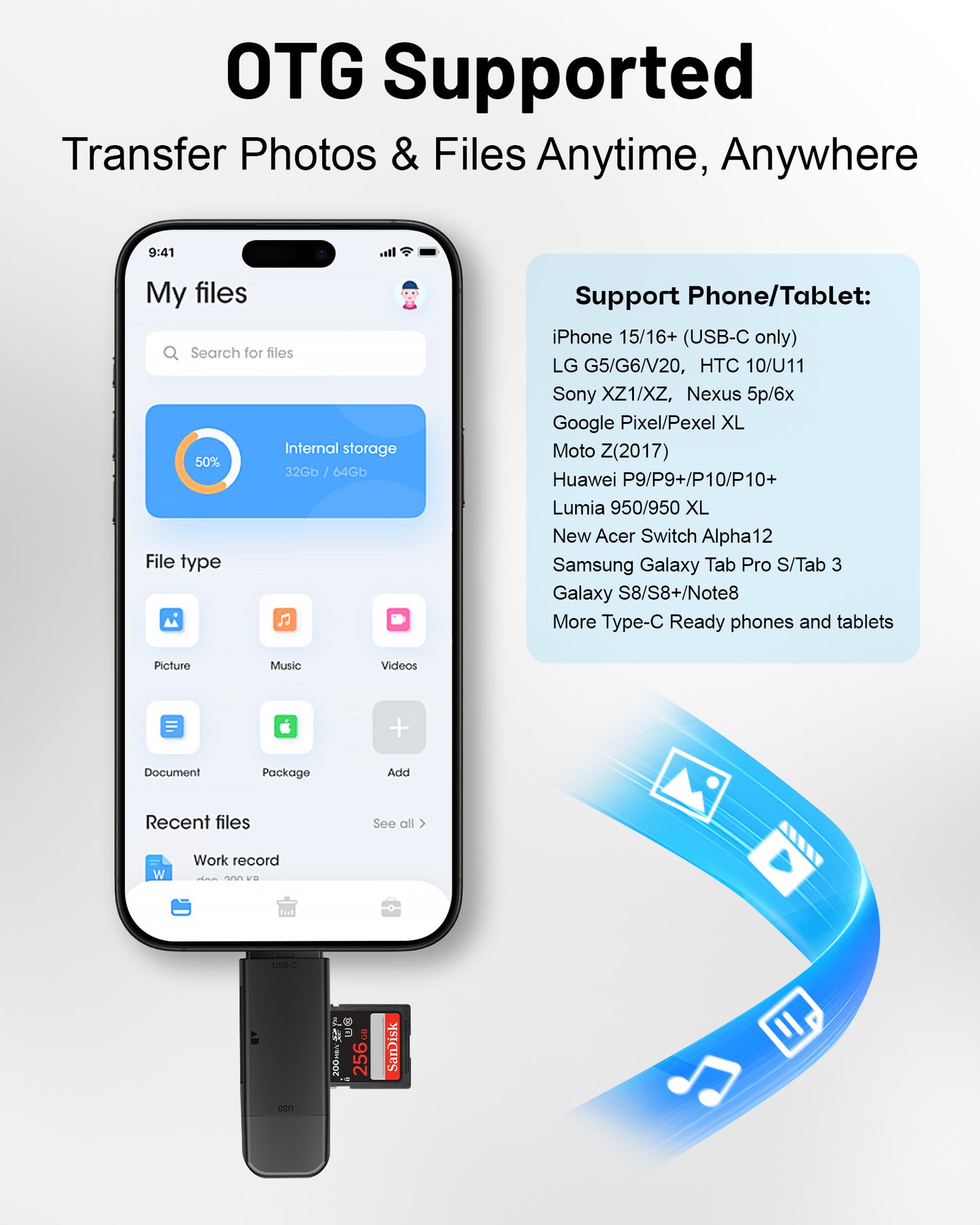 Atzeste 2-in-1 SD Card Reader, USB C & USB 3.0 Memory Card Adapter for SD/Micro SD 3.0, SD Card Reader for iPhone 15/16, Windows, MacBook Pro, Laptop, PC