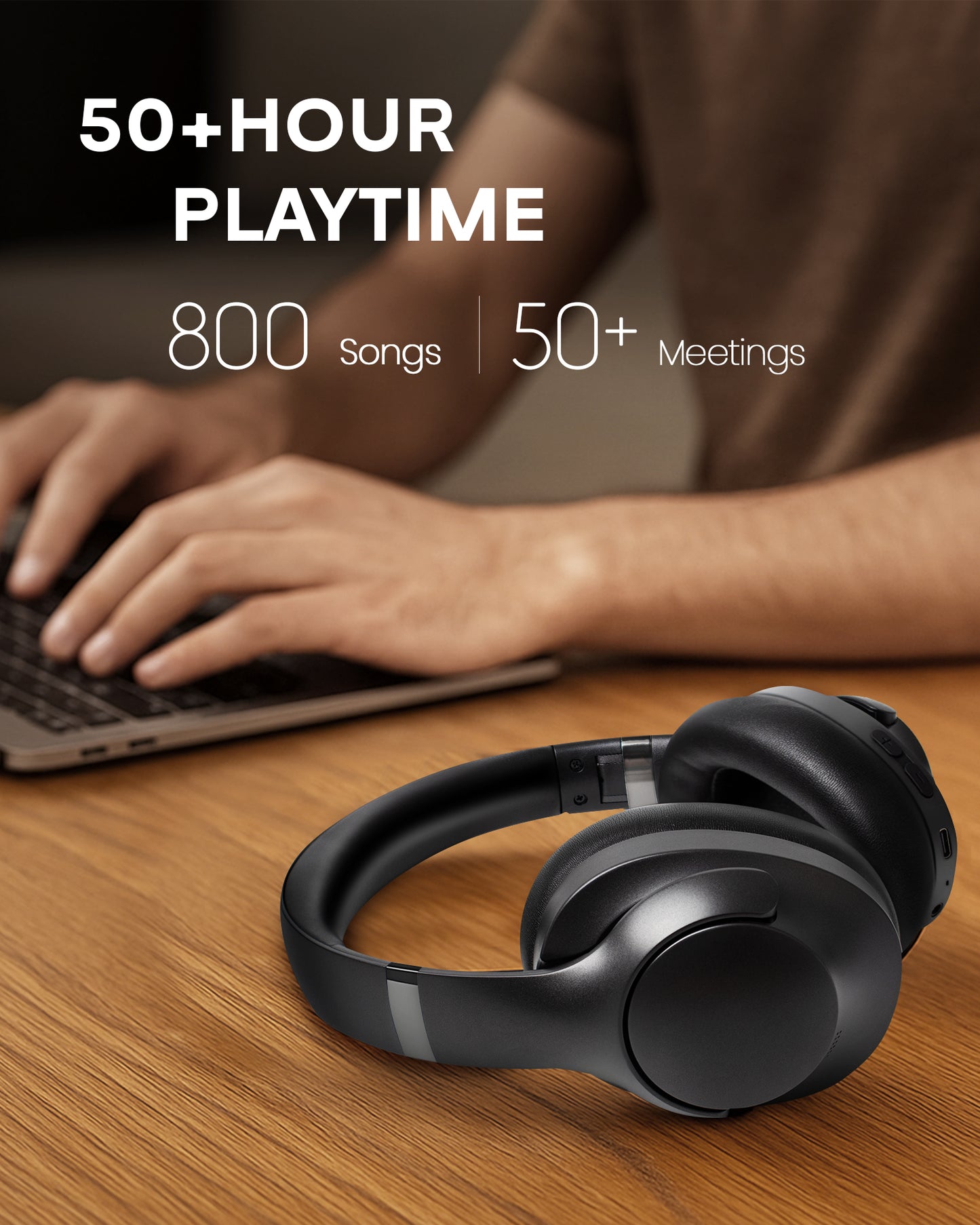 Atzetse Wireless Over-Ear Headphones, Bluetooth 5.4 Headphones with Active Noise Cancelling, Deep Bass, 50H Playtime, HiFi Stereo, Cordless Foldable Gaming Headphones for Music/PC/Phone/Travel