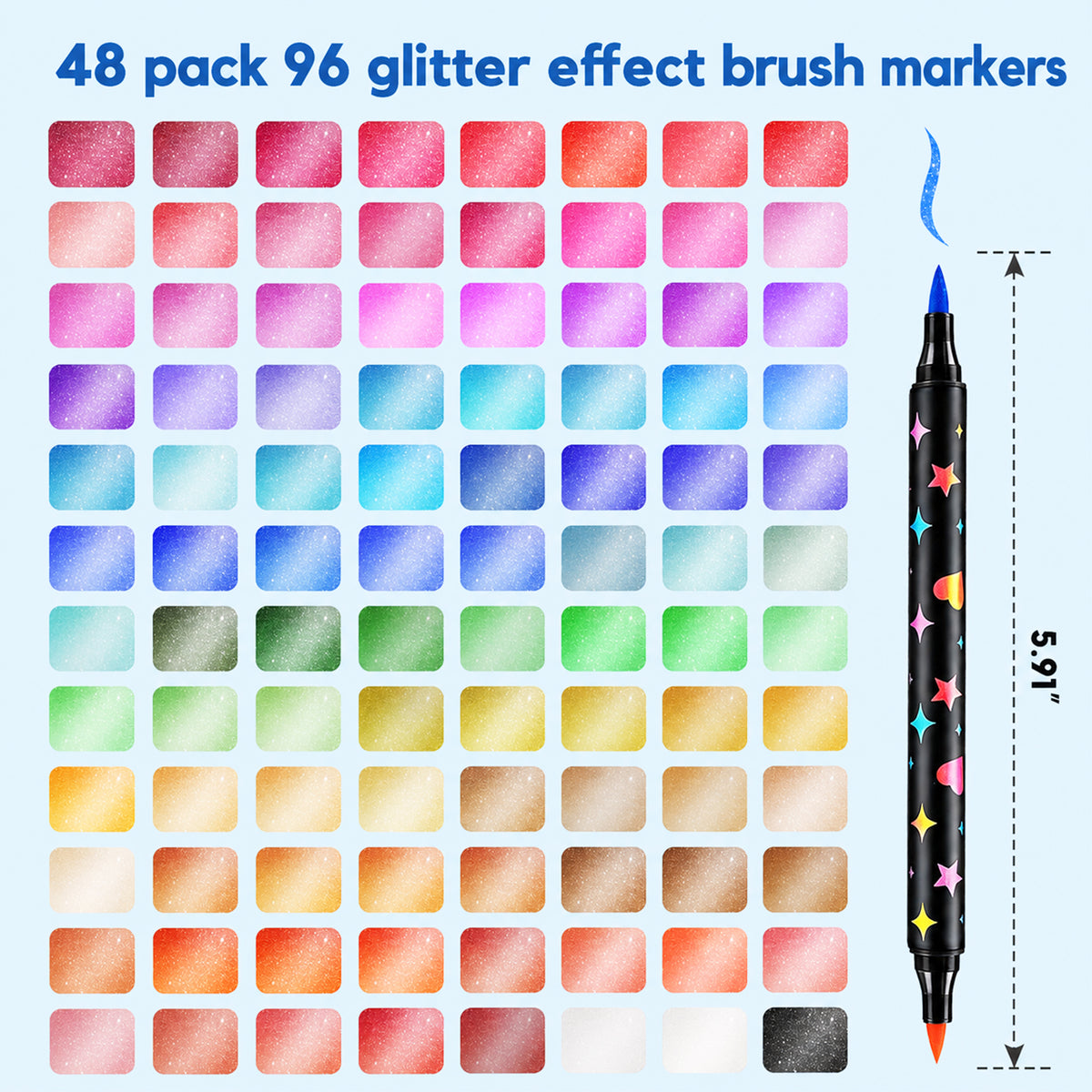 Atzeste 96 Colors Double Line Outline Markers, Self Outlining Glitter Pens Adult Coloring Gel Sparkle Outliner Shimmer, Teen Gifts Drawing Art Supplies Craft Cool Fun Magic Stuff