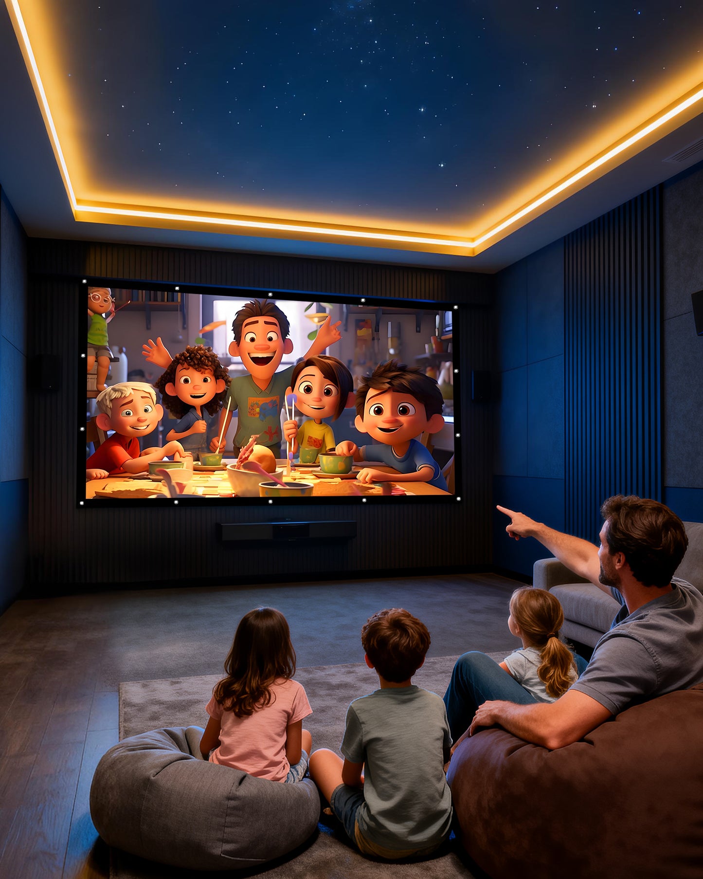 120 inch Projector Screen 16:9, 4K HD Indoor Outdoor Wall Mount Foldable Portable Movie Screens, Anti-Crease Projection Screen for Home Theater