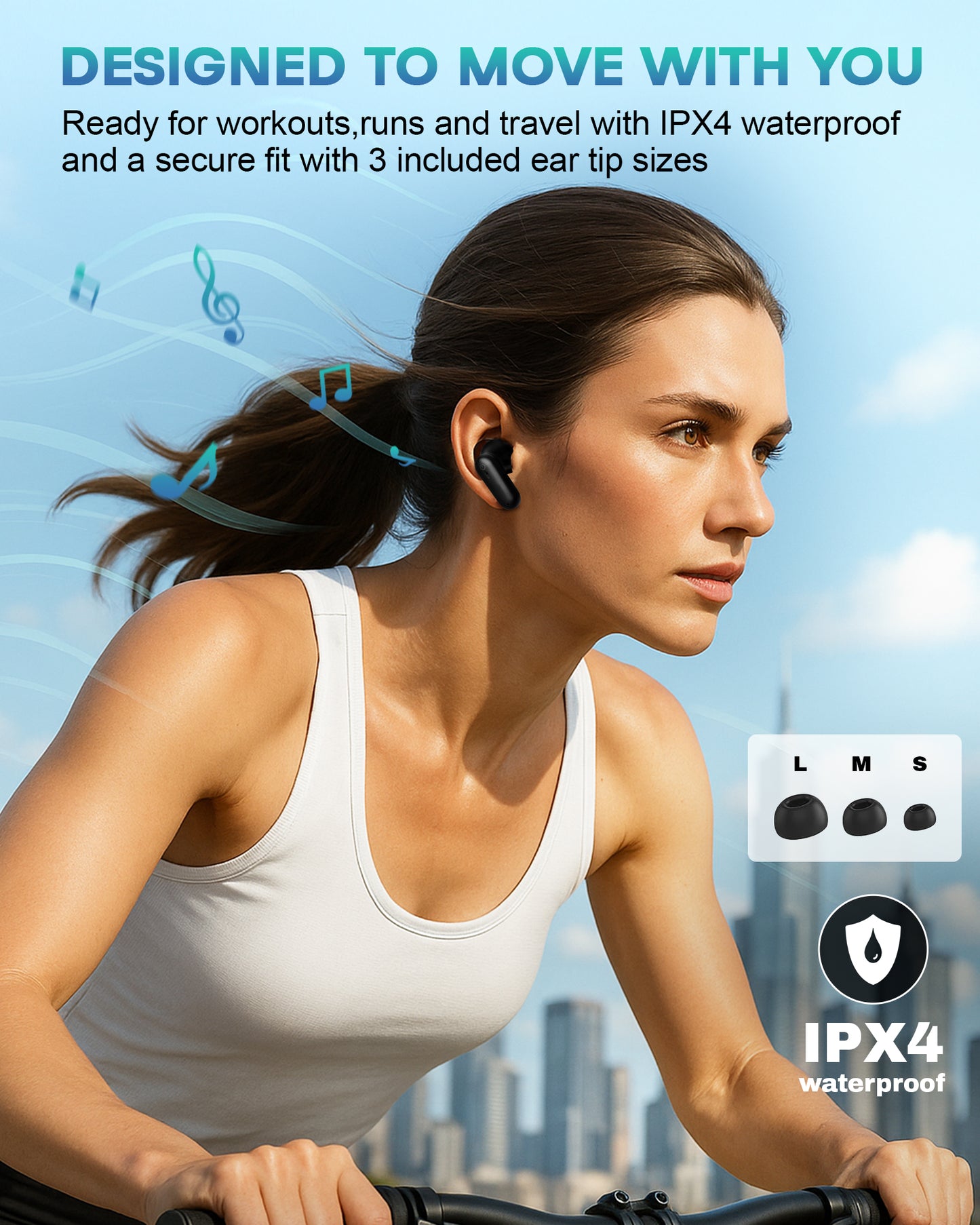 Wireless Earbuds Bluetooth 5.4, 60H Playtime Stereo Deep Bass with Power Display Charging Case, ANC Noise Cancelling, 4 Mics ENC Clear Calls, IPX4 Waterproof, Touch Control, In-Ear Headphones for Workout/Running