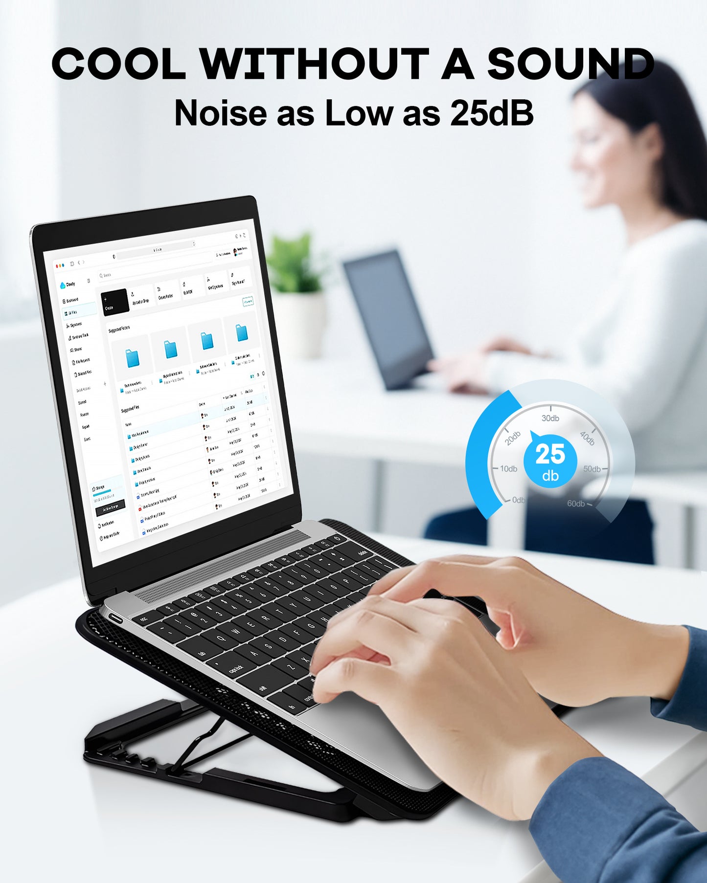 Atzeste Laptop Cooling Pad for Laptops, Laptop Cooler with 6 Quiet Cooling Fans for 12''-17.3'' Laptops, Height Wind Speed Adjustable Laptop Cooling Stand Laptop Accessories, 2 USB Ports, Black