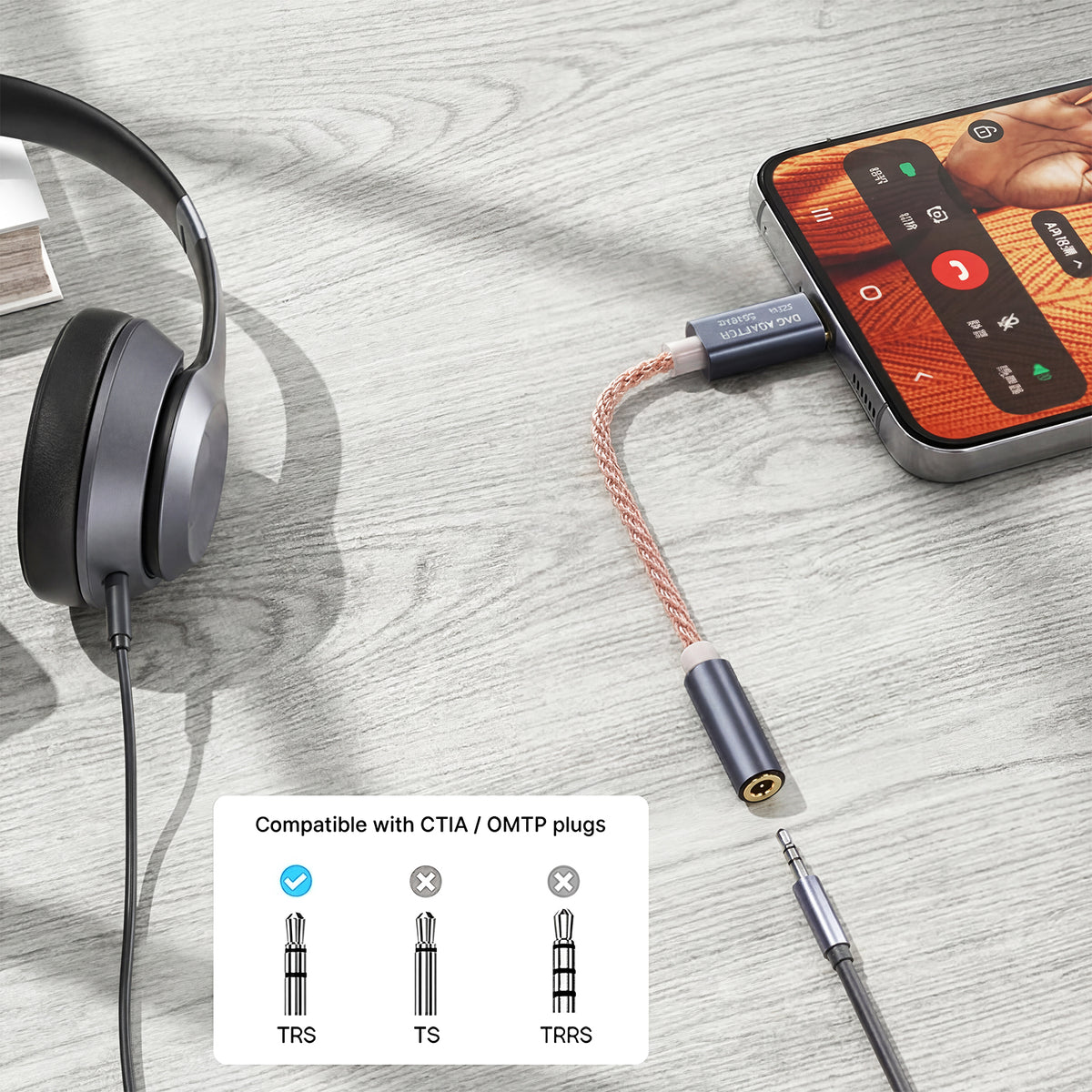 Atzeste USB C to 3.5mm Headphone Adapter, Realtek ALC5686 DAC Dongle, 32Bit/384kHz Hi-Res Audio, TRRS Mic & Volume Control, USB C to Aux Female Compatible with iPhone 16/15, iPad, MacBook, Galaxy