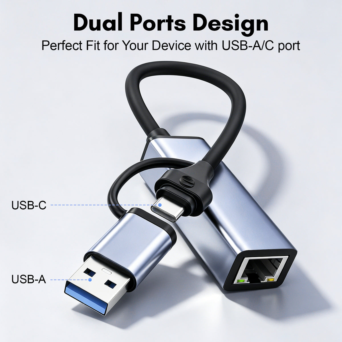 Atzeste USB 3.0/USB C to Ethernet Adapter, Gigabit RJ45 LAN 1000Mbps Network Adapter, Compatible with MacBook Pro/Air, Surface Pro, Windows 11/10/8/7, Mac OS