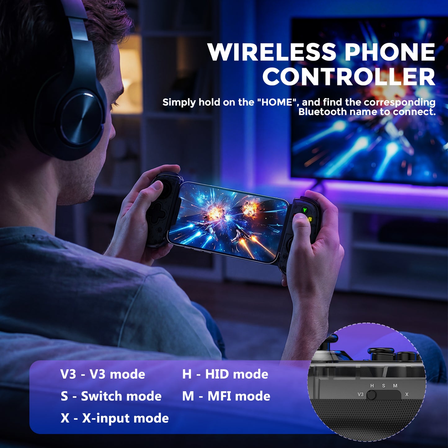 Atzeste Wireless Mobile Gaming Controller for iPhone 17/16/15 & Android/Switch/PC, Phone Game Controller with Hall Joysticks, Turbo, Support Game Pass/Steam Link/Cloud Gaming(USB-C)