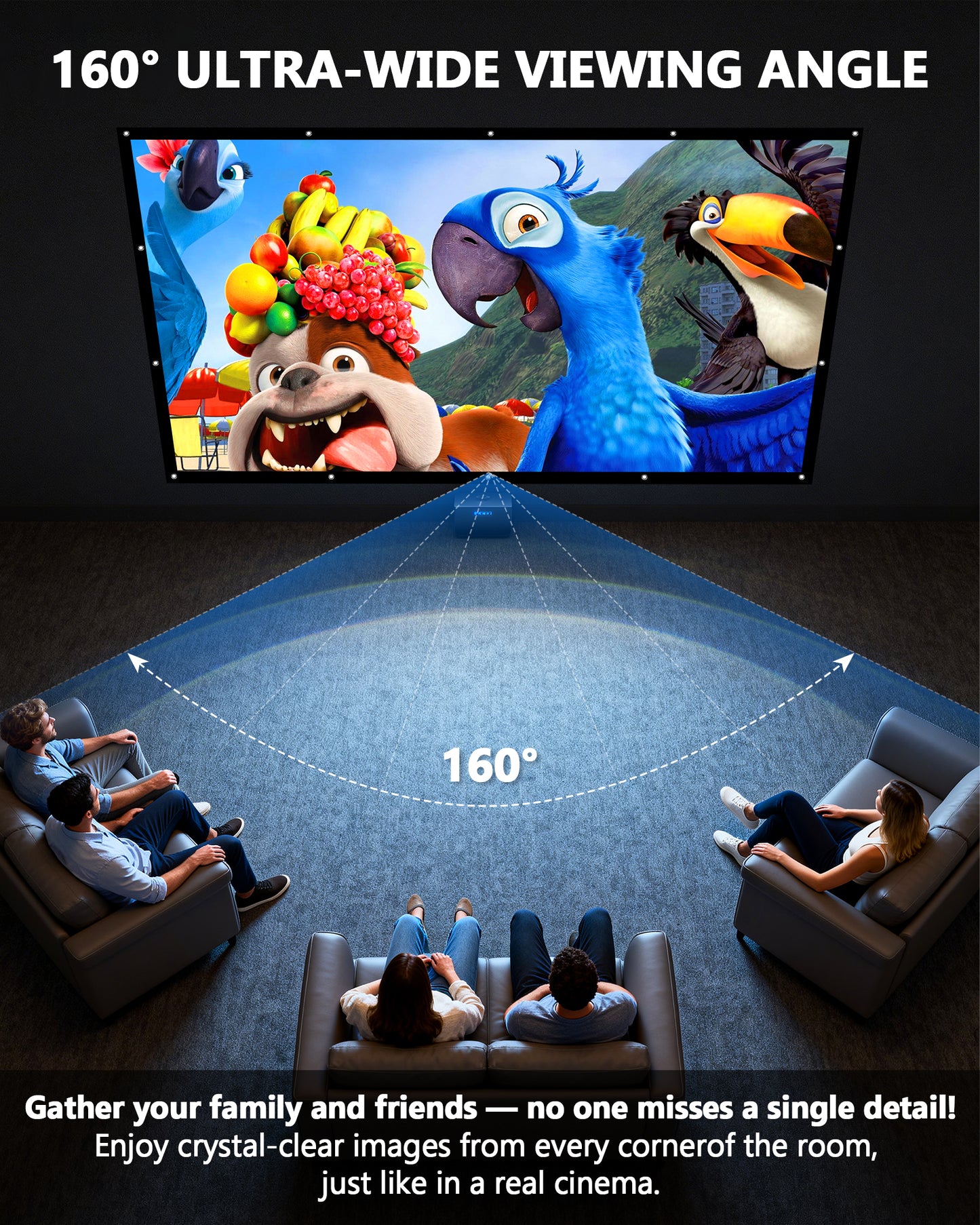 120 inch Projector Screen 16:9, 4K HD Indoor Outdoor Wall Mount Foldable Portable Movie Screens, Anti-Crease Projection Screen for Home Theater