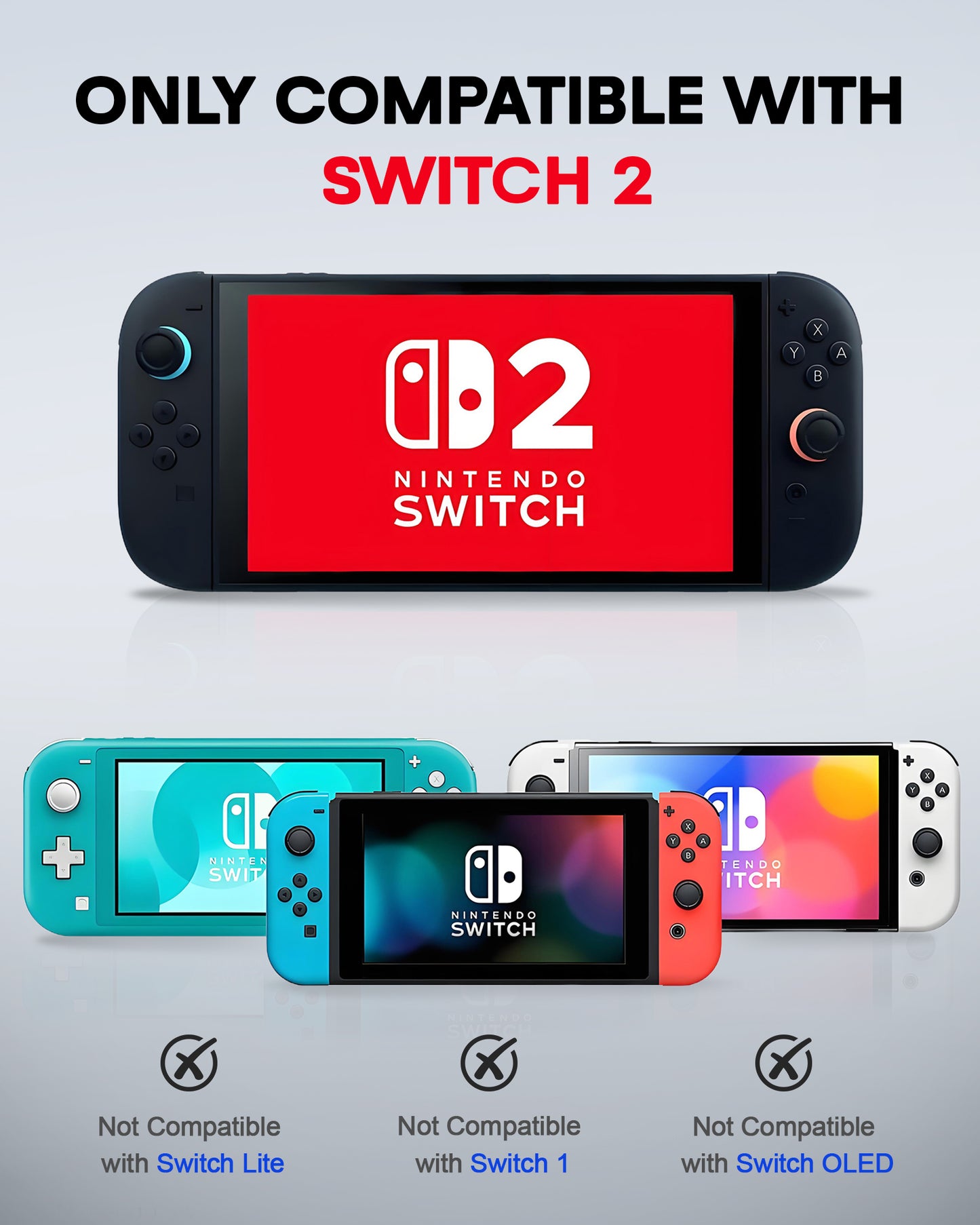6 Grips Protective Case Set Compatible with Nintendo Switch 2 (2025) 7.9 Inch, Dockable Transparent Slim Cover Accessories for Console & Joy-Con, Shockproof Anti-Scratch Full Protection Kit