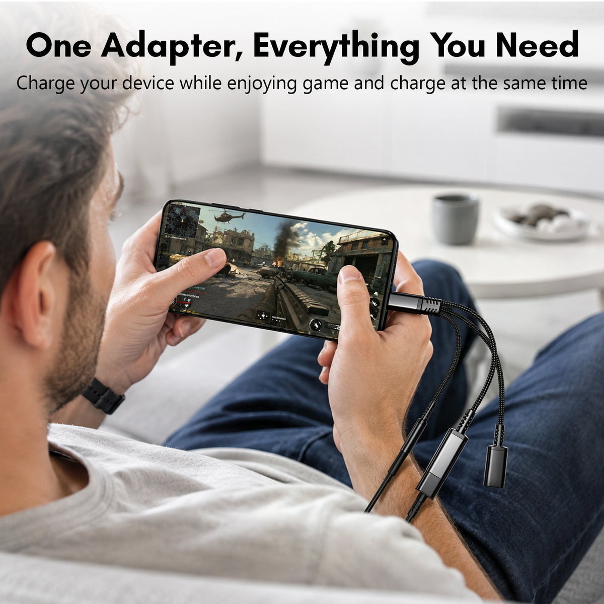 Atzeste 3-in-1 USB-C to 3.5mm Audio Adapter, 60W PD Fast Charging USB C Headphone Jack Splitter with USB-C Audio Port Compatible with iPhone 17/16/15 Series, iPad, Samsung Galaxy S24/S23 Ultra